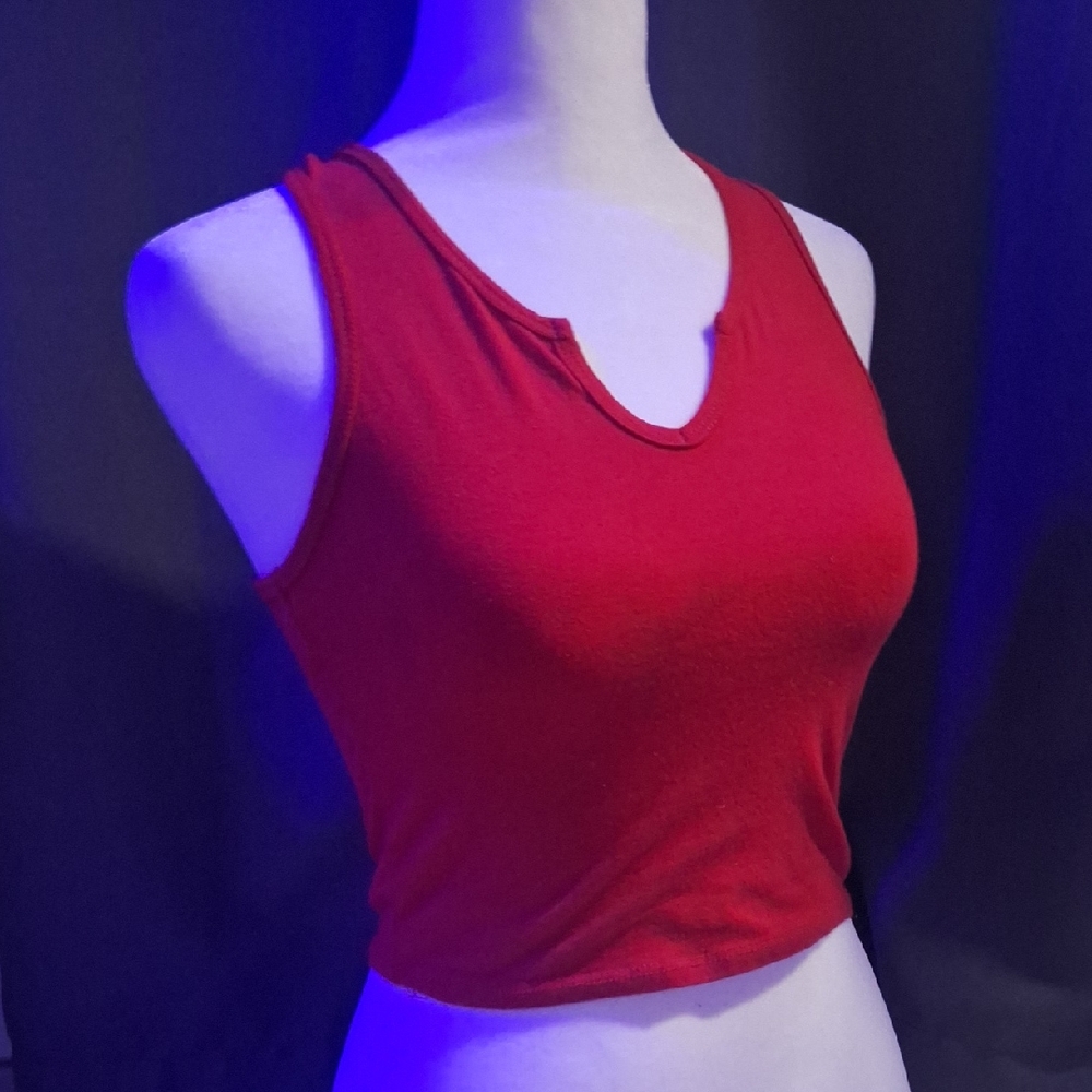 Bozzolo Red Fitted Crop Tank Top
